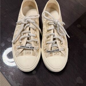Dior Cream Lace-Up Sneakers